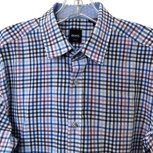 Hugo Boss Slim Fit Checkered Long Sleeve Button Up Shirt Medium